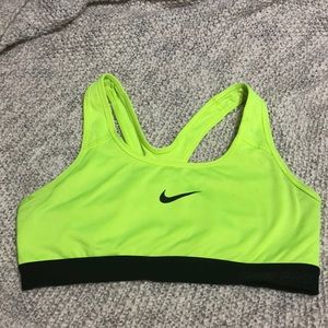 Neon yellow Nike Pro sports bra